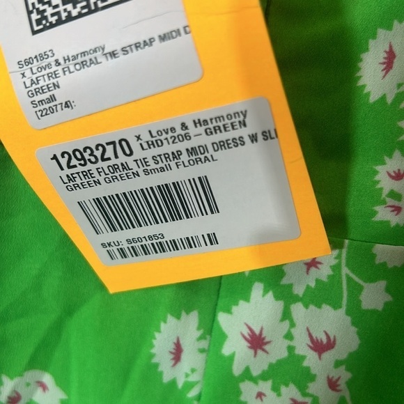 Love Harmony Green Floral Maxi Dress Womens Size Small lime green new w tag - Picture 8 of 12